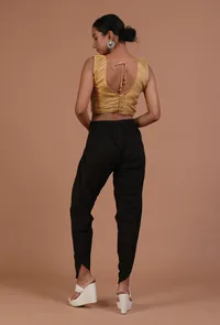 Golden Color Raw Silk Plain Blouse image 5