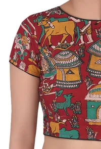 Maroon Kalamkari Printed Blouse image 3