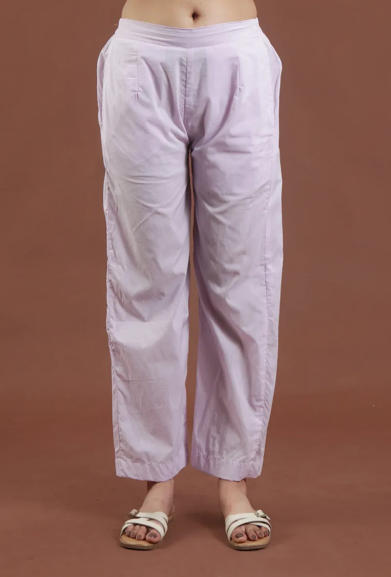 Solid Cotton Straight Pant