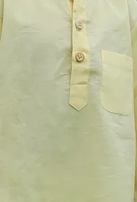 Set Of 2: Snoopy Yellow Cotton Kurta And Yellow Short image 6