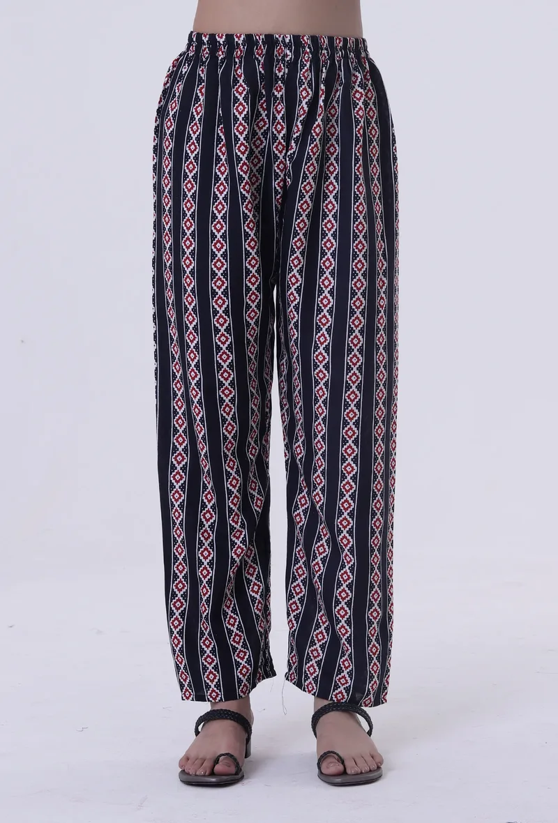 Black Cotton Rayon Pant