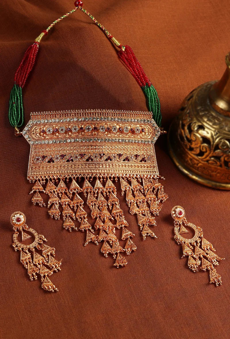 Royal Pink Stone Rajasthani Statement Necklace
