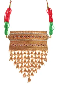 Royal Pink Stone Rajasthani Statement Necklace image 4