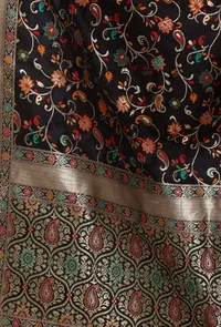 Black Color Semi Silk Dupatta With Zari Weaving image 5