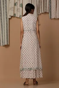 Set Of 2 : White and Maroon Handblock Cotton Flex Kurta and Culottes image 3