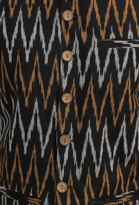Black Ikat Nehru Jacket image 6
