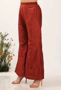 Solid Rust Silk Pallazo Pants image 3