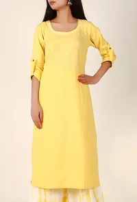 Sunflower Yellow Cotton Flex Kurta image 1