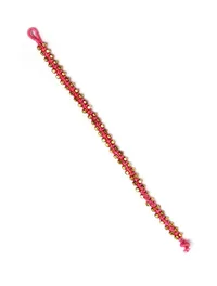 Set Of 2- Farheen Pink Thread And German Silver Anklets image 3