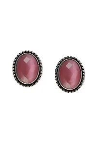 Pink Facet Silver Stud Earrings image 2