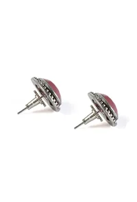 Pink Facet Silver Stud Earrings image 4