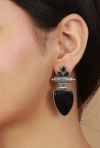Noir Tribal Shield Earrings image 1