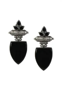 Noir Tribal Shield Earrings image 2
