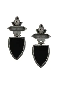 Noir Tribal Shield Earrings image 3