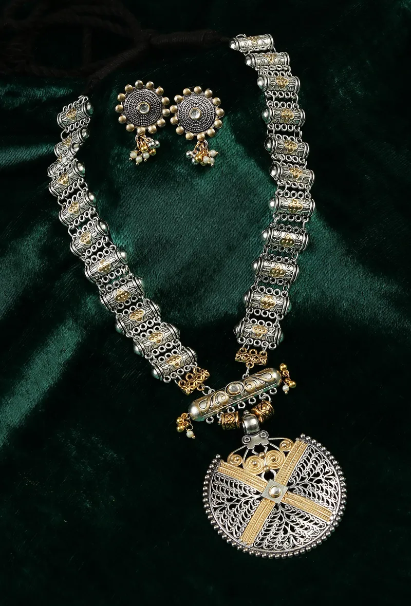 Rajsi Mandala Antique Oxidized Statement Necklace