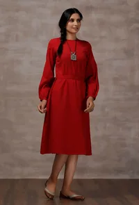 Red A-Line Cashmilon Dress image 2