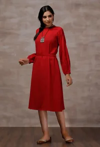 Red A-Line Cashmilon Dress image 3