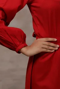 Red A-Line Cashmilon Dress image 6