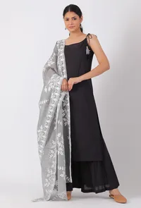 Grey Chickoo Net Dupatta image 1