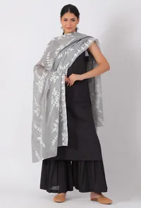 Grey Chickoo Net Dupatta image 2