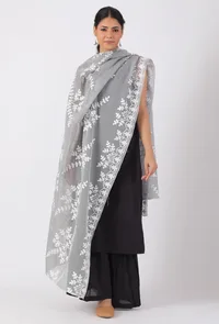 Grey Chickoo Net Dupatta image 3