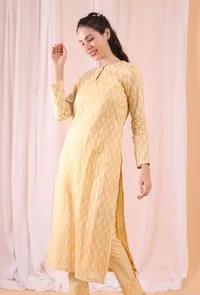 Lemon Tart Yellow Woven Cotton Kurta image 1
