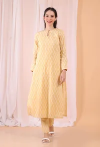 Lemon Tart Yellow Woven Cotton Kurta image 2