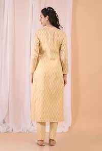 Lemon Tart Yellow Woven Cotton Kurta image 4