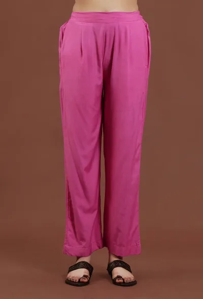 Solid Pink Shantoon Straight Fit Ethnic Pant