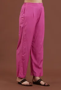 Solid Pink Shantoon Straight Fit Ethnic Pant image 2