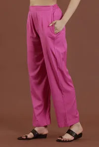 Solid Pink Shantoon Straight Fit Ethnic Pant image 3