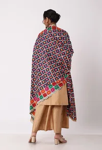Neela allover embriodred phoolkari dupatta image 3