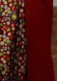 Set Of 2: Beige Kalamkari  Midi Dress With Belt & Short Jacket image 4