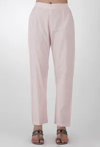 Set Of 3-Blush Pink Mirror Georgette Kaftan With Blush Pink Plain Georgette Kurta And Blush Pink Georgette  Pants image 4