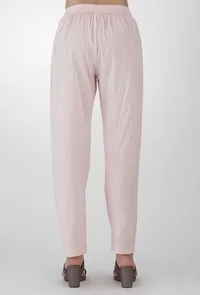 Set Of 3-Blush Pink Mirror Georgette Kaftan With Blush Pink Plain Georgette Kurta And Blush Pink Georgette  Pants image 5