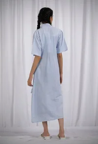 Blue Cotton Wrap Around Straight Dress image 4