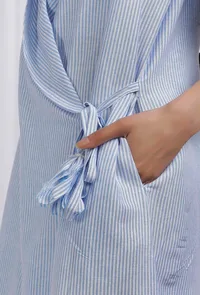 Blue Cotton Wrap Around Straight Dress image 6
