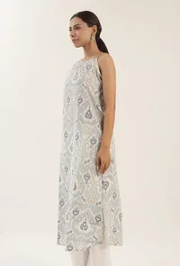 Grey Color Cotton Slip With Multicolor Motif image 2