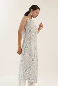 Grey Color Cotton Slip With Multicolor Motif image 3