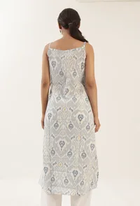 Grey Color Cotton Slip With Multicolor Motif image 4