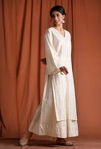 Set of 2: Off White and Golden Kurta with Palazzo image 3