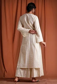 Set of 2: Off White and Golden Kurta with Palazzo image 4
