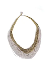 Gold and White Layered Thread Necklace image 2