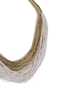 Gold and White Layered Thread Necklace image 3