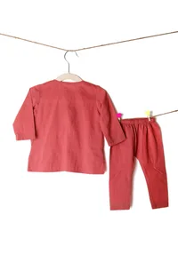 Set of 2: Peachy Pink Bamboo Kurta Pajama Set image 2