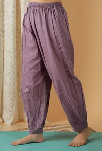 Mulmul Cotton Solid Lilac Harem Pants image 2