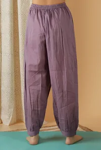Mulmul Cotton Solid Lilac Harem Pants image 3