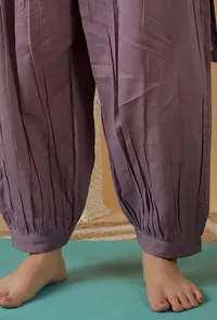 Mulmul Cotton Solid Lilac Harem Pants image 4