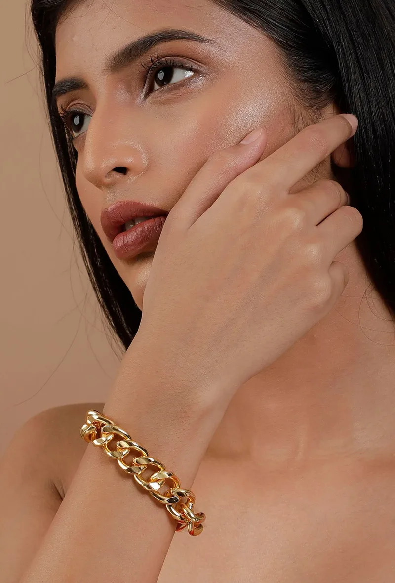 Copper Twisted Gold Chain Brass Bracelet