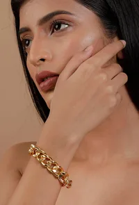 Copper Twisted Gold Chain Brass Bracelet image 1